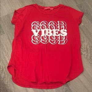 me. n .u Girls Good Vibes Red T-Shirt Size M